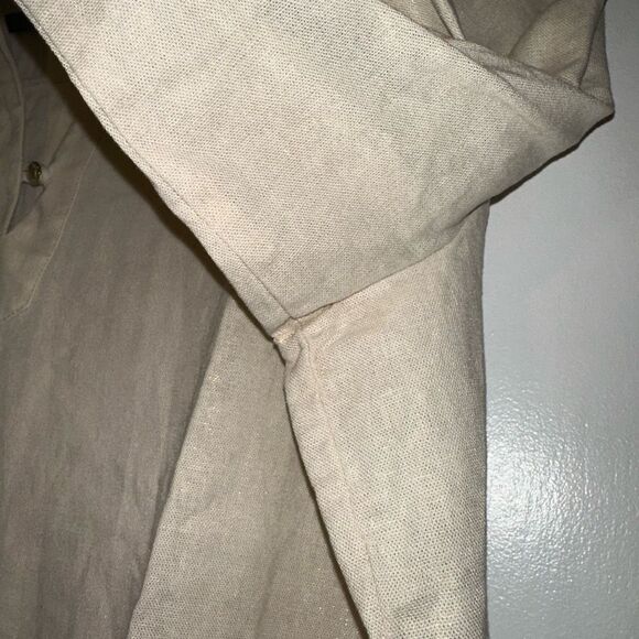 Anne Klein XL Linen Beige Sparkle V Neck Collared Pullover Blouse NWOT - Picture 5 of 13